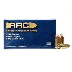 10 Boxes of AAC 9mm Ammo 115 Grain FMJ, 1000rds