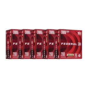 1000 Rounds of Federal Champion 9mm FMJ 115 Grain Ammo