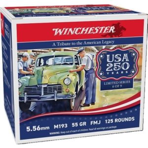Winchester USA Valor M193 5.56 Ammo 55 gr FMJ, 125rds