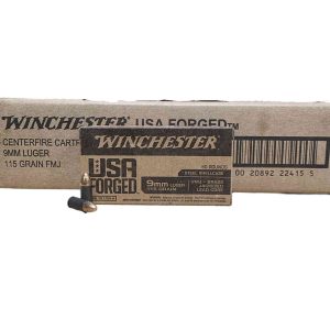 Winchester USA Forged 9mm, 115gr FMJ, Steel Cased Ammunition, 500rd Case